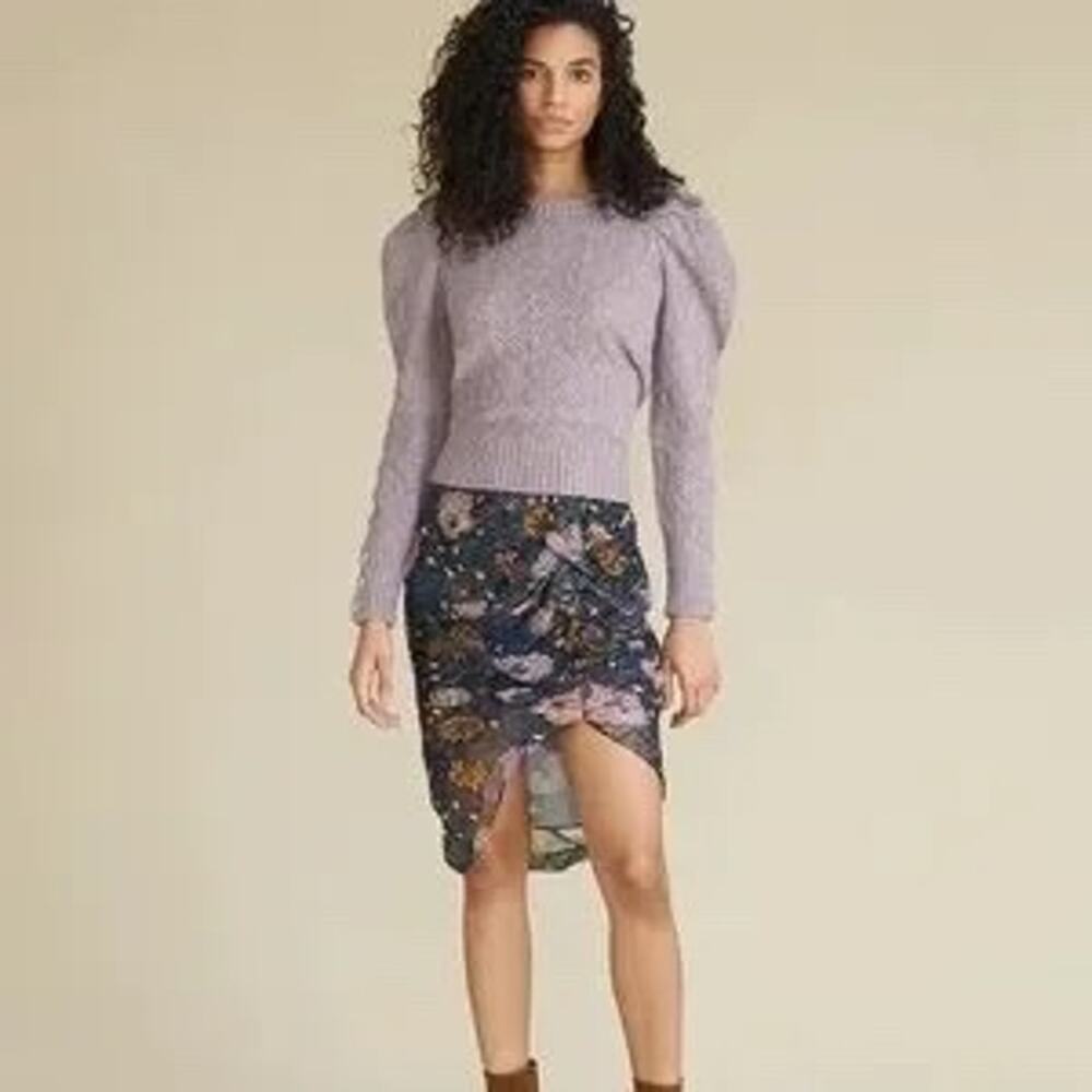 Veronica Beard Hazel Silk Floral Ruched Skirt